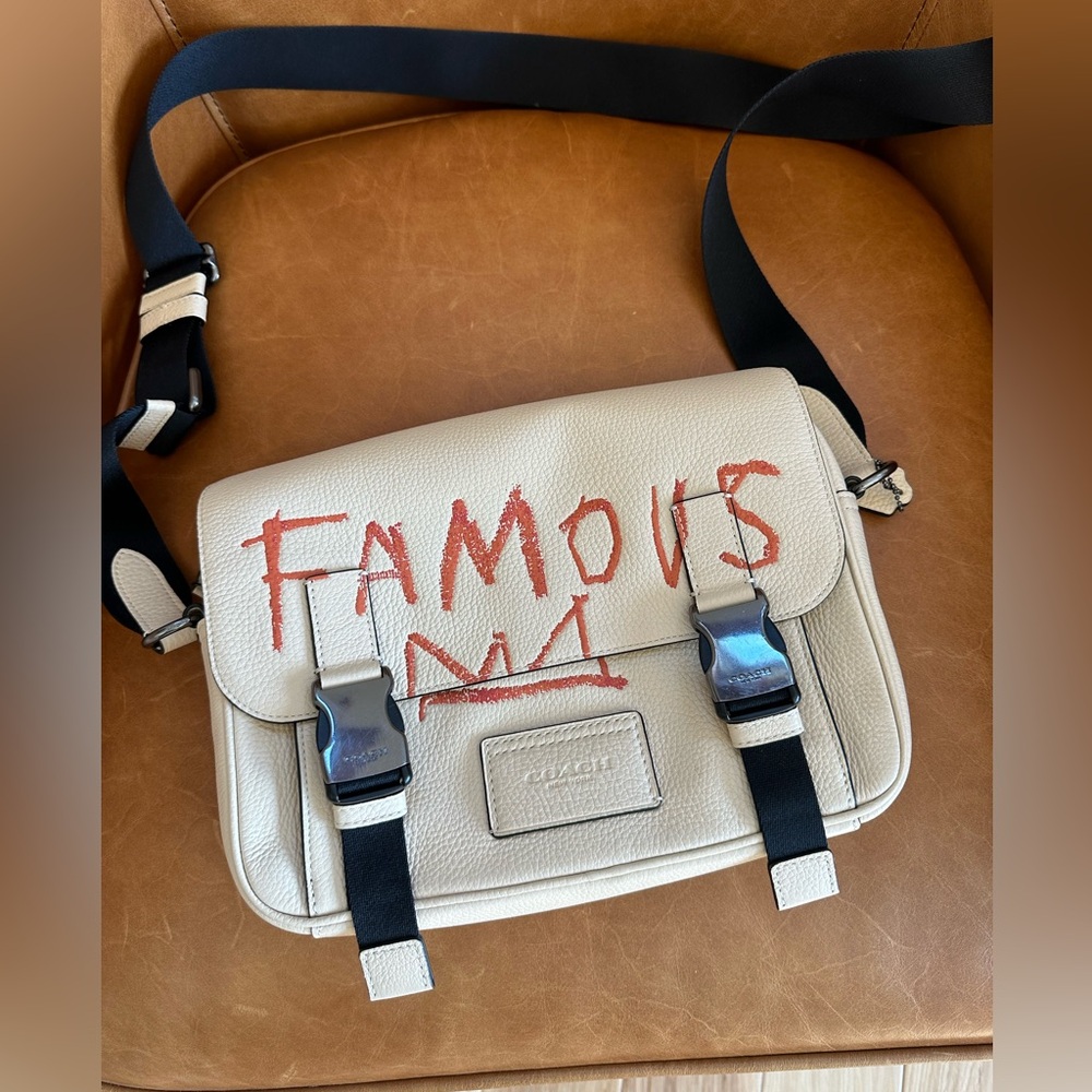 Cream, leather, Crossbody Basquiat bag